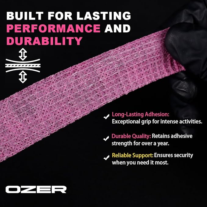 OZER 12 Pack 1 Inch x 5 Yards Self Adhesive Bandage Breathable Cohesive Bandage Wrap Rolls Elastic Self-Adherent Tape for Stretch Athletic, Sports, Wrist, Ankle (1 lnch Tan, 1lnch)