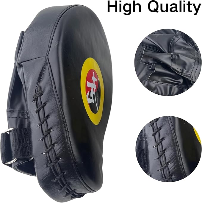 TLBTEK Taekwondo Kick Shield - Muay Thai MMA Karate Kickboxing Training Pads - Curved Leather Strike Shield