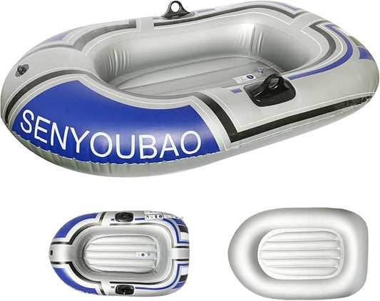 ptlsy Inflatable Boat, Swimming Pool Lake Float Raft for Adults, Portable Fishing Boat Raft for Lake with Oars Hand Pump