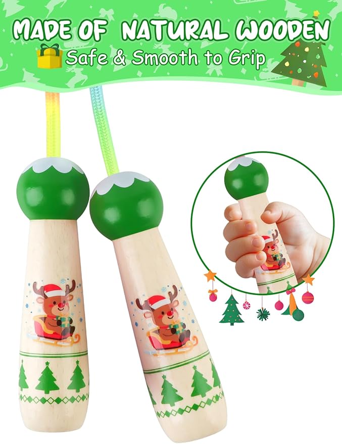 Jump Rope for Kids, Lorvain Adjustable Skipping Rope, Kids Jump Ropes with Wooden Handle for Girls Boys, Weighted Jumping Ropes for Fitness Workout Exercise Outdoor Fun Activity
