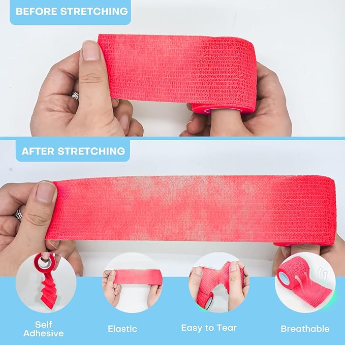 48 Pack 2” x 5 Yards Self Adhesive Bandage Wrap, Elastic Breathable Cohesive Bandage Wrap Athletic Stretch Tape for Wrist Ankle Sports (Multi-Color)