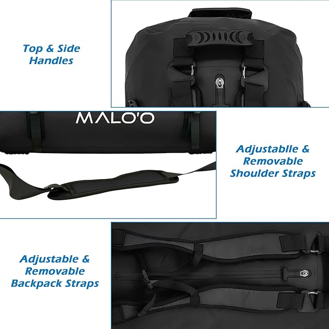 Malo'o Airtight Waterproof Adventure Duffle - Ideal for Kayaking, Camping, Beach, Fishing, Boating, Hiking - Water-Tight Zipper