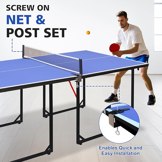 Foldable Ping Pong Table Portable 4.5FT/6 FT/9FT Table Tennis Table Foldable for Indoor Outdoor Games - Quick Assembly