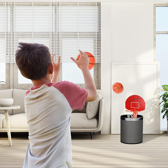 Honoson 3 Sets Indoor Trash Can Basketball Game Set Includes 3 Mini Clip on Basketball Hoop with Backboard 6 Inflatable Ball 3 Pump Kid Adult Office Decompression Toy Birthday Gift(Classic)