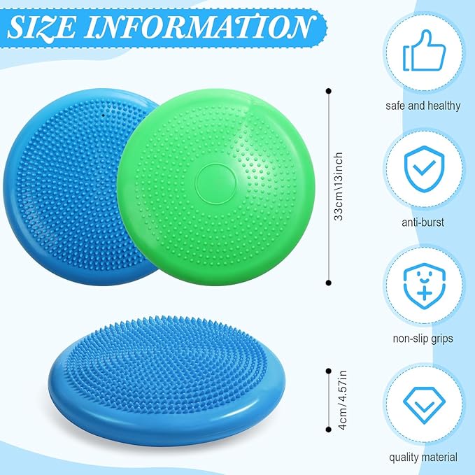 Libima 8 Pcs Wiggle Seat for Sensory Kids Flexible Wobble Cushion Non Slip Balance Disc with Inflation Pump for Adults Core Strength Physical Exercise Improve Posture School Home Office