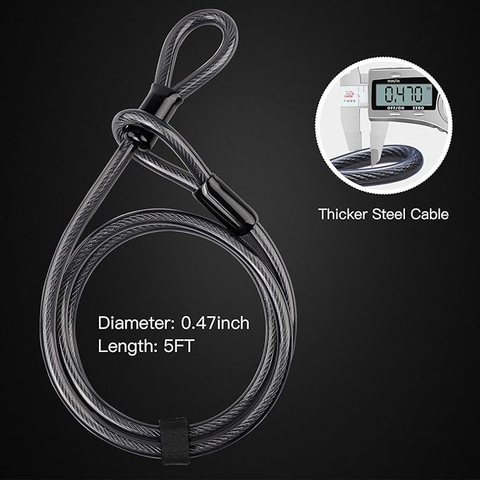 Bike U Lock Heavy Duty Bike Lock Bicycle Lock, 16mm U Lock and 3ft / 5ft / 6ft Length Security Cable with Sturdy Mounting Bracket for Bicycle, Motorcycle and More