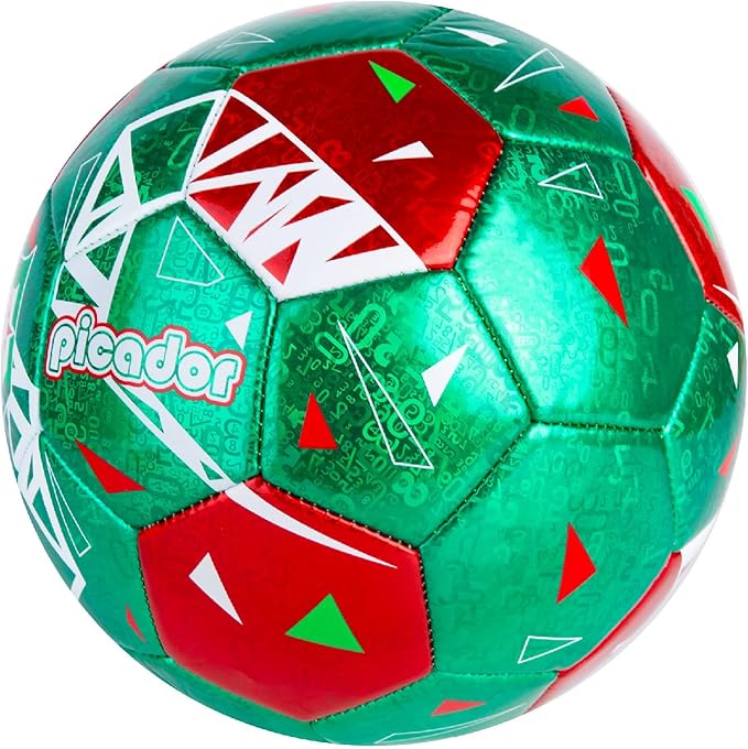 Size 4 Soccer Balls, Laser Leather Soccer Ball for Sport Training & Match Play - Vibrant Soccer Balls Gift Set with Pump for Kids and Youth