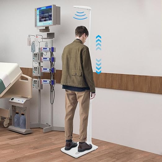 Professional Ultrasonic Medical Scale w/LCD Display Digital Physician Scale Height and Weight Scale for Measuring BMI Body Fat Muscle Calories and More