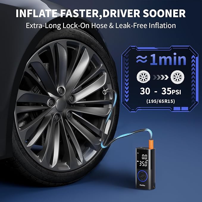 OlarHike Tire Inflator Portable Air Compressor, Long Range Battery, 160PSI Auto Air Pump for Car Tires, Bike,Bicycle, Motorcycles,Electric Pump with LED Light & Digital Pressure Gauge