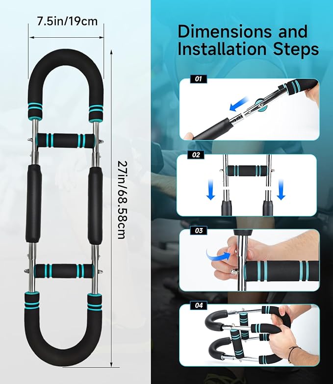 Twister Arm Trainer, Adjustable Power U Shaped Arm Trainer Bar for Men, 60-100lb Chest Exerciser for Women, Snaker Portable Spring Resistance for Home Workout Machine Equipment