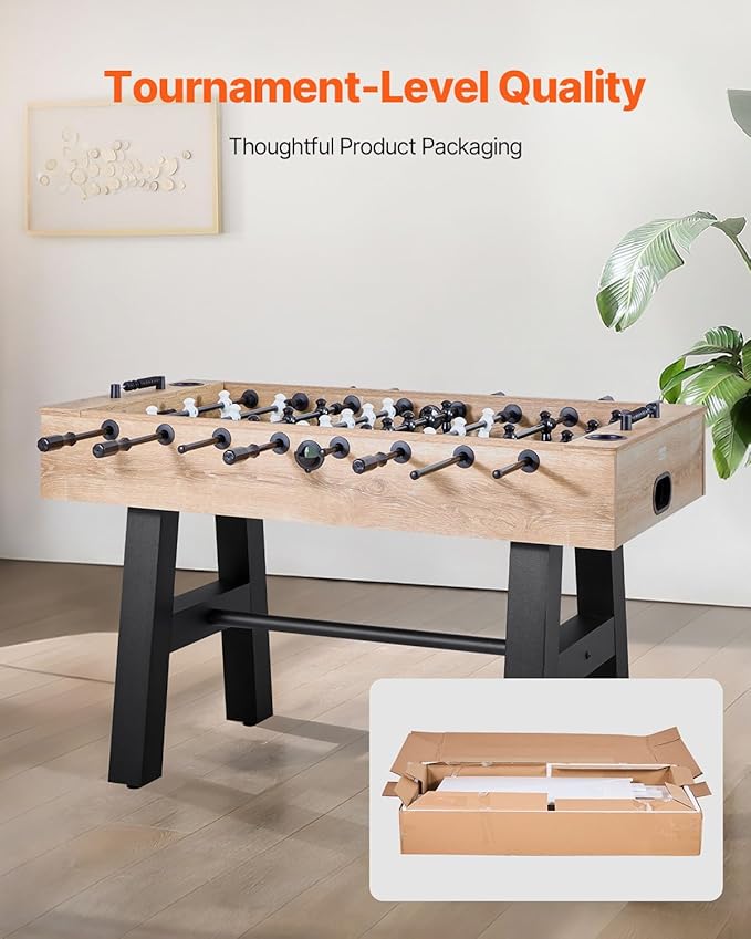 VEVOR Foosball Table, 55-inch Standard Size Table, Indoor Full-Size Foosball Tables with 4 Balls and 26 Players, Includes Durable Soccer Set, Score Keeper & Cup Holders, for Home, Family, Game Room