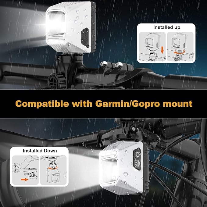 1200 LM Bike Lights for Night Riding, LED USB-C Rechargeable IPX65 Waterproof Bicycle Headlight for Mountain Road Cycling