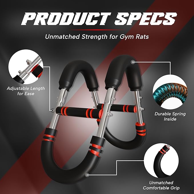 Twister Arm Trainer for Men and Women, 33 - 120lb Adjustable Chest Workout Equipment Power Twister with 4 Springs & Training Poster for Home Fitness, Forearm Strength Training and Upper Body Exercise