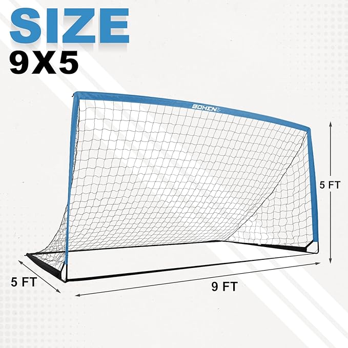 BOHEN 11x5.5 FT/9x5 FT/6x4 FT Portable Metal Soccer Goal for Backyard with Carry Bag - Fun for Outdoor Indoor Training Games for Kids and Adult, Easy Storage and Transportation