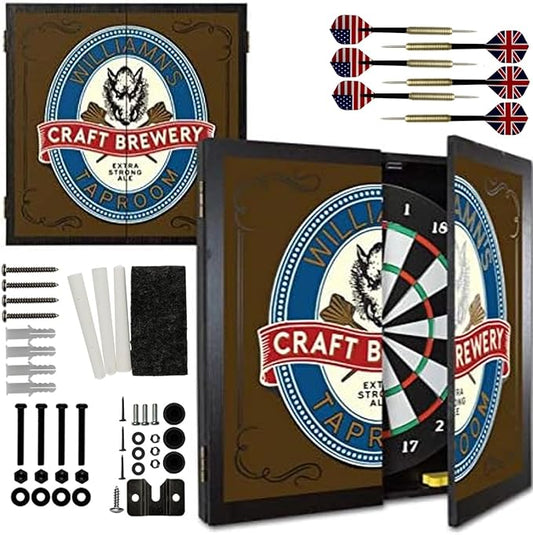 THOUSAND OAKS BARREL CO. | Personalized Dartboard & Cabinet Set with 6 Steel Tip Darts