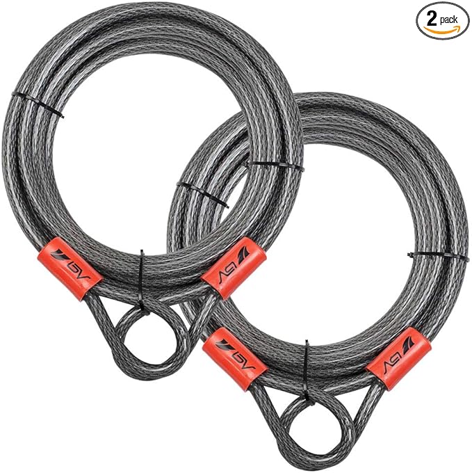BV Heavy-Duty 30FT Security Cable with Loops-10mm (3/8 Inch) Cut-Resistant Braided Steel Cable-Versatile & Weatherproof-Security Chain for Padlock, Chain Lock, Wire Lock (Pair)