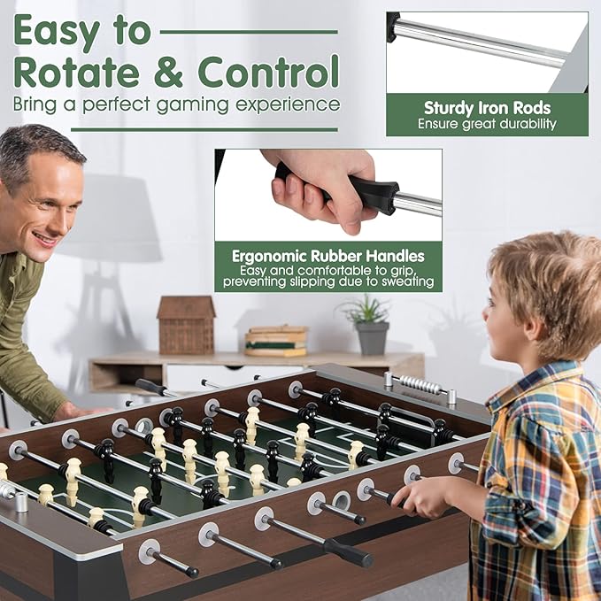 Giantex Foosball Table Adult Size - 54" Foosball Table Full Size with 2 Balls, Wood Football Table, Arcade Soccer Table Game for Kids Adults, Game Room, Home, Office, Party