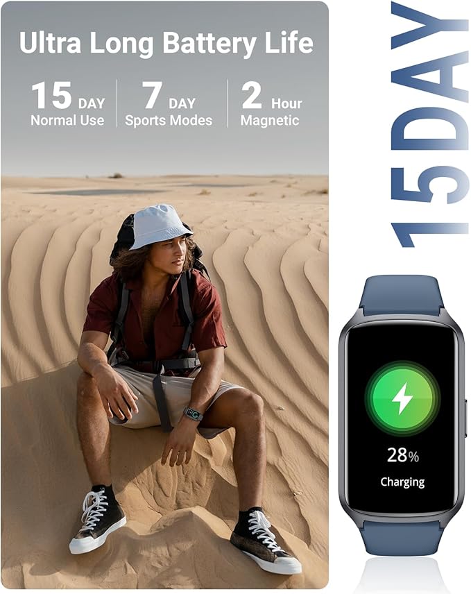 Health Fitness Tracker with 24/7 Heart Rate, Blood Oxygen, Blood Pressure, Sleep Tracker, 5ATM Waterproof Activity Trackers with Step Tracker, Pedometer (S & L Bands Included)