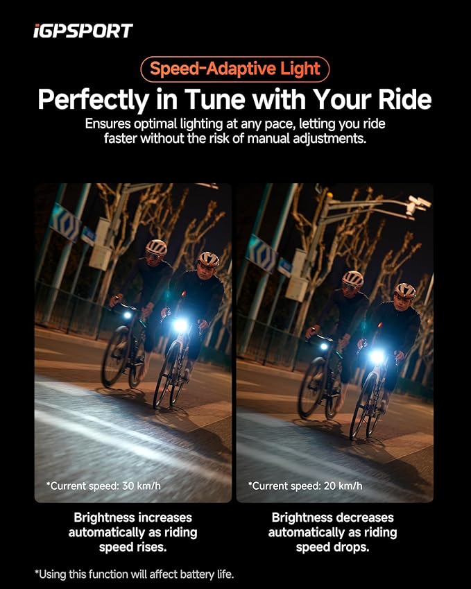 iGPSPORT Smart Bike Light, 500/800/1200 Lumens Bright Bicycle Headlight for Night Riding Cycling Rechargeable Waterproof