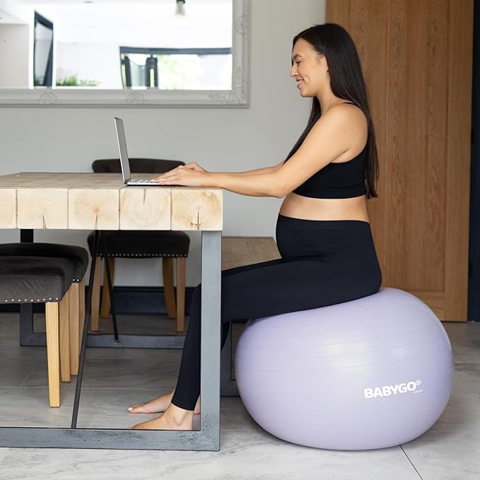 BABYGO Birthing Ball - Pregnancy Yoga Labor & Exercise Ball & Book Set Trimester Targeting, Maternity Physio, Birth & Recovery Plan Included Anti Burst Eco Friendly