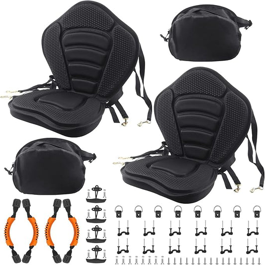 HLOGREE Kayak Seats - 1/2 Pck, Thicken Padded Seat Cushion with Back Support, Canoe & Ocean Sup Compatible
