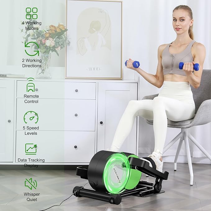 ANCHEER Under Desk Elliptical, Leg Exerciser While Sitting for Seniors with Remote Control, Display Monitor, Electric Seated Pedal Exerciser for Home, Ellipse Leg Exerciser as Seen on TV