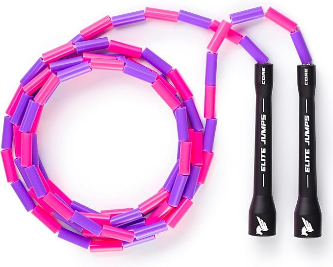 Beaded Kids Exercise Jump Rope - Segmented Skipping Rope for Kids - Durable Shatterproof Outdoor Beads - Light Weight and Tangle Free Exercise Training - Easily Adjustable Kids Jump Rope for Fitness