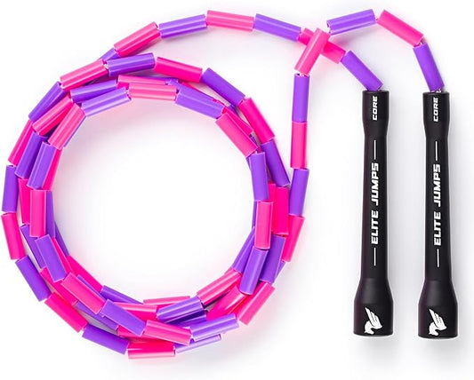 Beaded Kids Exercise Jump Rope - Segmented Skipping Rope for Kids - Durable Shatterproof Outdoor Beads - Light Weight and Tangle Free Exercise Training - Easily Adjustable Kids Jump Rope for Fitness