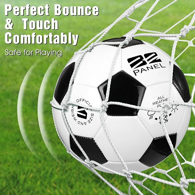 Shappy 4 Pcs Deflated Soccer Balls Bulk with Pump Mesh Bag Operation Christmas Official Size 3 4 5 Indoor Outdoor Colorful Game Sport Gift for Child Adult School