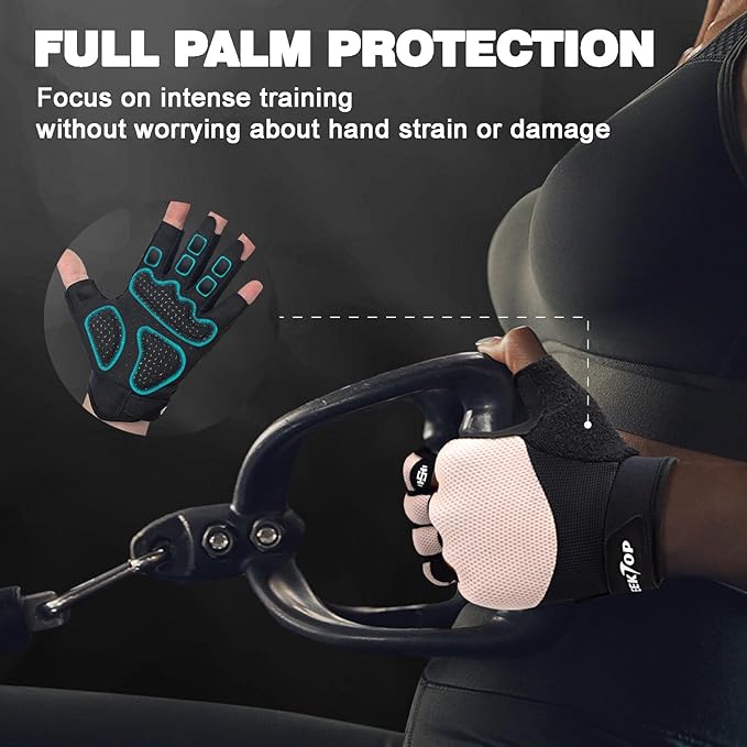 Seektop Breathable Workout Gloves for Women & Men, Thick Padded Weight Lifting Gloves, Full Palm Protection, Excellent Grip for Gym Fitness and Training, Exercise, Cycling