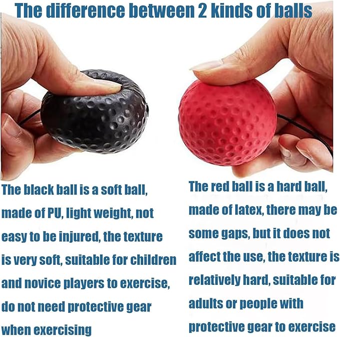 Boxing Reflex Ball Set of 5 Boxing Training Adult Balls with Headband for Adult Training at Home to Improve Speed and Hand Eye Coordination Box Game MMA Gear Punching Equipment