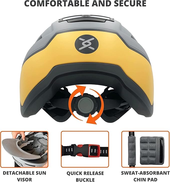 Bike Helmet with LED Lights - Urban Bicycle Helmet for Adults, Men & Women - CPSC & NTA-8776 Dual Certified - Class 3 E-Bikes, Scooters, Onewheel, Commuter, Mountain