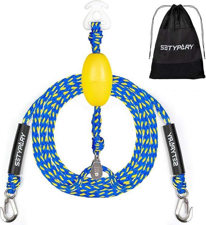 Boat Tow Harness for Tubing, Self Centering Tow Harness for 1-4 Riders Towable Tubes, Floating Boat Tow Rope for Watersports