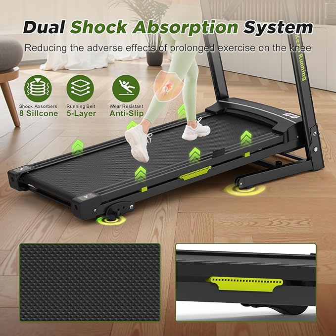 FYC Folding Treadmill for Home with Incline 330lb Weight Capacity 3.5HP Portable Electric Treadmill with Bluetooth, 12 Preset Programs Exercise Running Machine Easy Assembly