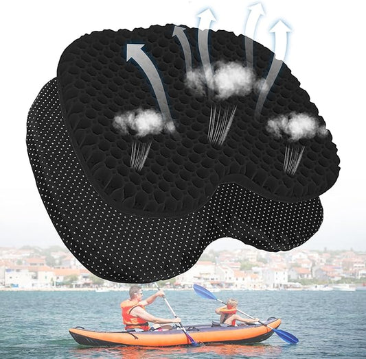 Anti Slip Kayak Gel Seat Cushion with Cover, Waterproof Seat Cushion Kayak Seat Pad for Sit in Inflatable Kayak, Canoe & Boat Fishing, Rowing, Lifetime Kayak Accessories,Office(Black)