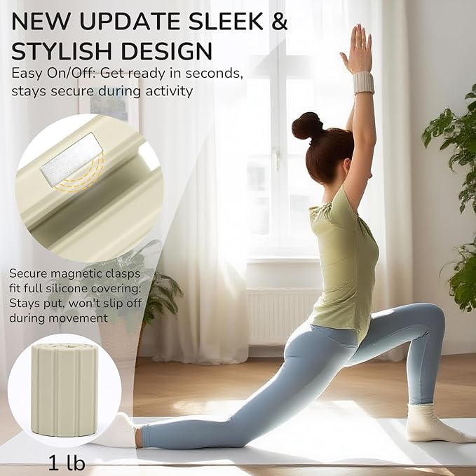 Adjustable Ankle and Wrist Weights for Women & Men - Ultra-Thin Magnetic Design, Skin-Friendly Silicone with Steel Blocks for Yoga, Pilates, Swimming,Gym, Arm & Leg Weights Set of 2