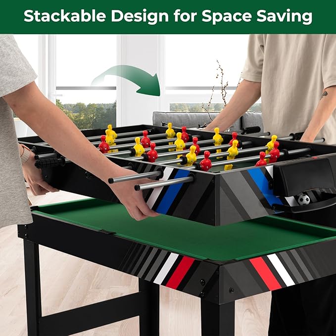 Goplus 4-in-1 Combination Game Table, 49'' Multi Game with Soccer, Air Hockey, Billiards, Pingpong Tabletop, Foosball, Pool Table for Home, Family Night, Adult Kids Gifts