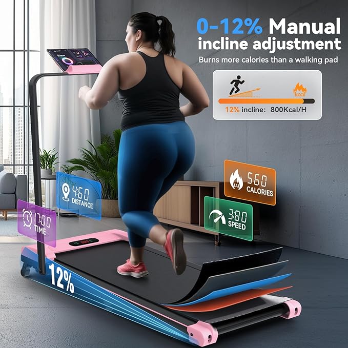 ANCHEER 4 in 1 Under Desk Treadmill with Incline - 2s Folding/Max 300 lb Capacity Walking Pad - Compact Electric Treadmill for Home, Gym, or Office with LED Touch Screen and Remote Control