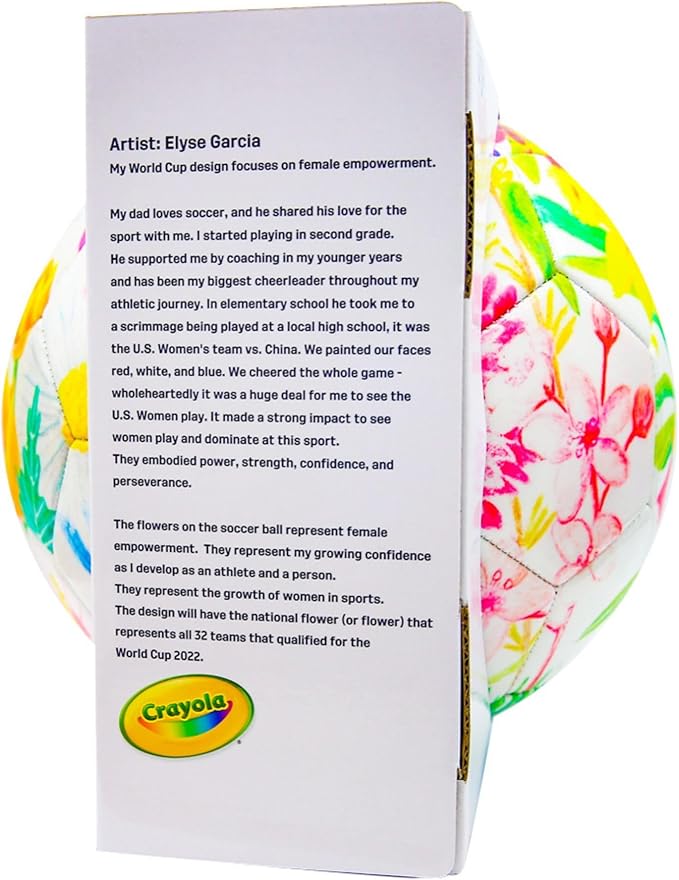 Icon Sports Officially Licensed U.S. Soccer Federation Size 5 Soccer Ball | Crayola & Fox Sport Collaberation Flower Ball by Elysa Garcia