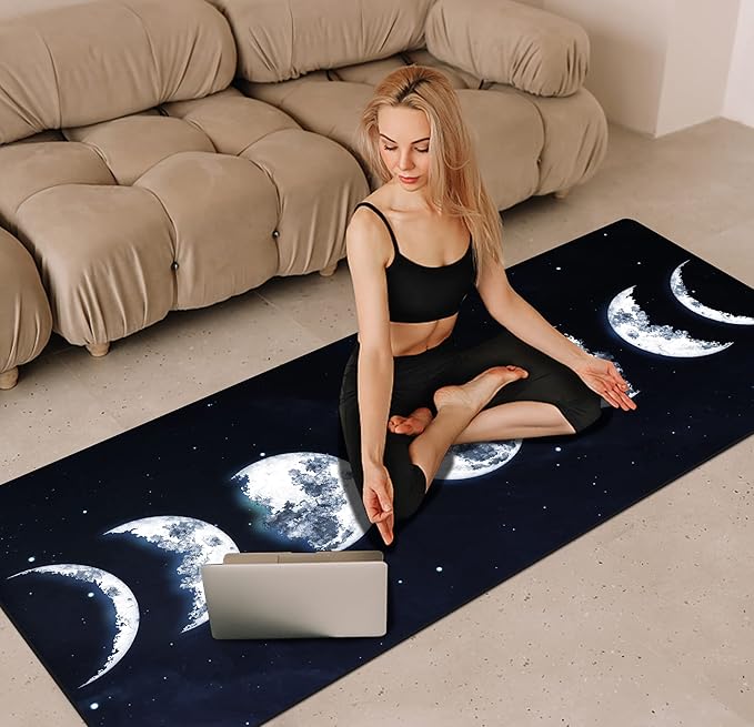 nuveti TPE Large Yoga Mat Non-Slip Exercise Fitness Mat with Carry Bag Extra Wide Yoga Mats for Women 72"x32" Extra Thick 6mm for Home, Pilates and Floor Exercises Workout Mats