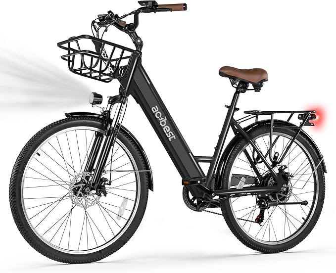 Cores Electric Bike for Adults, 26" Electric Commuter Bike with 1200W Peak Motor, 28MPH 70 Miles Max, 48V 576Wh Removable Battery, 7-Speed City Cruiser Mountain E Bike for Commuting