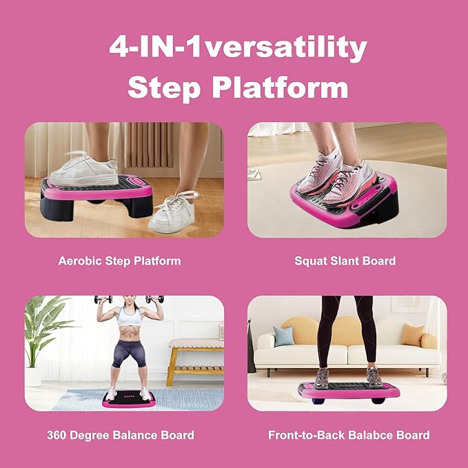 4-In-1 Aerobic Balance Board and Step Up Exercise Platform - Adjustable Multifunctional Balance Board Slant Board, Steppers for Exercise - Home Workout Non Slip Stepper Platform