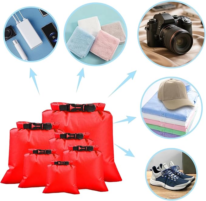 6PCS Dry Bags Waterproof, Lightweight Dry Bags for Kayaking Waterproof，Outdoor Waterproof Bag for Kayaking Hiking Boating Camping