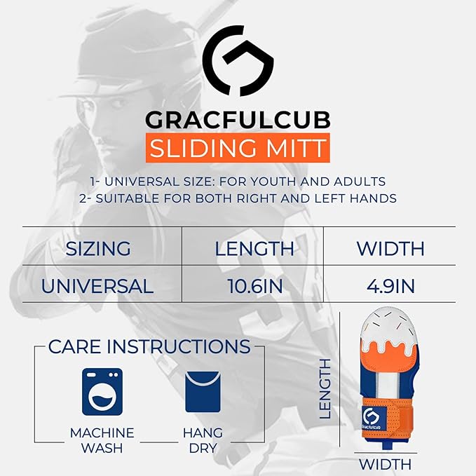 Gracfulcub Baseball Sliding Mitt, Baseball Glove Softball Guard, Ergonomic Design Protecting Fingers for Basic Base Running