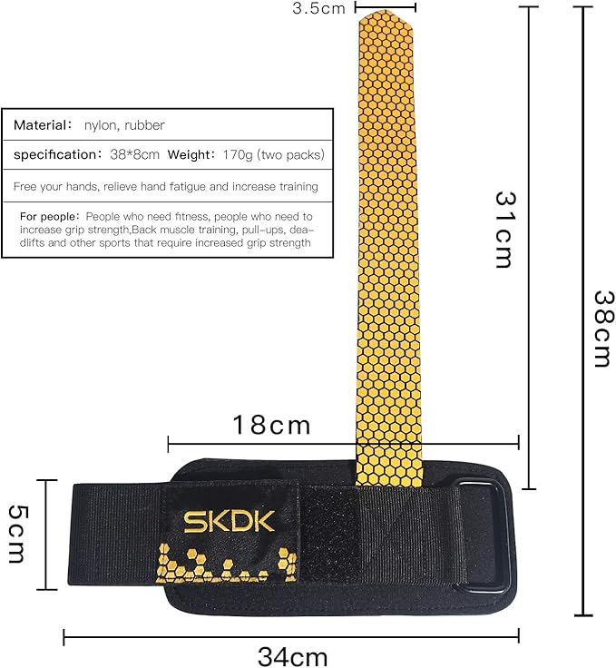 SKDK Cotton Hard Pull Wrist Lifting Straps Grips Band-Deadlift Straps with Neoprene Cushioned Wrist Padded and Anti-Skid Silicone - for Weightlifting, Bodybuilding, Xfit, Strength Training