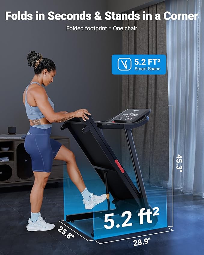 THERUN Home Treadmill with Incline Adjust, 3.0 HP Treadmill, Heart Rate Monitoring, Wider Running Belt