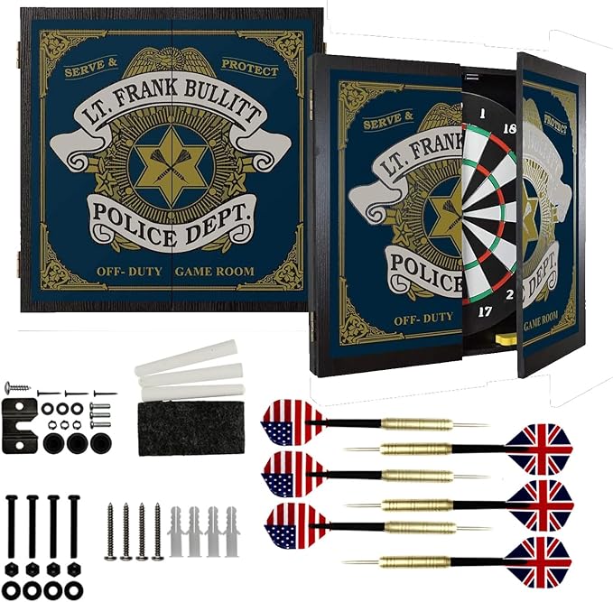 THOUSAND OAKS BARREL CO. | Personalized Dartboard & Cabinet Set with 6 Steel Tip Darts