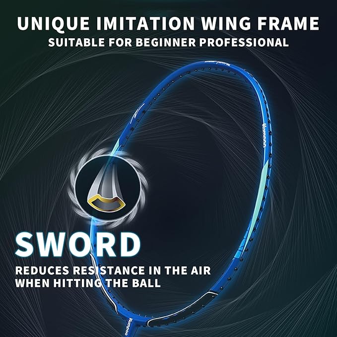 Badminton Racket Carbon Fiber, Badminton Racquet Set with Cover, Badminton Professional Racket Durable for Beginners Outdoor Games Gym