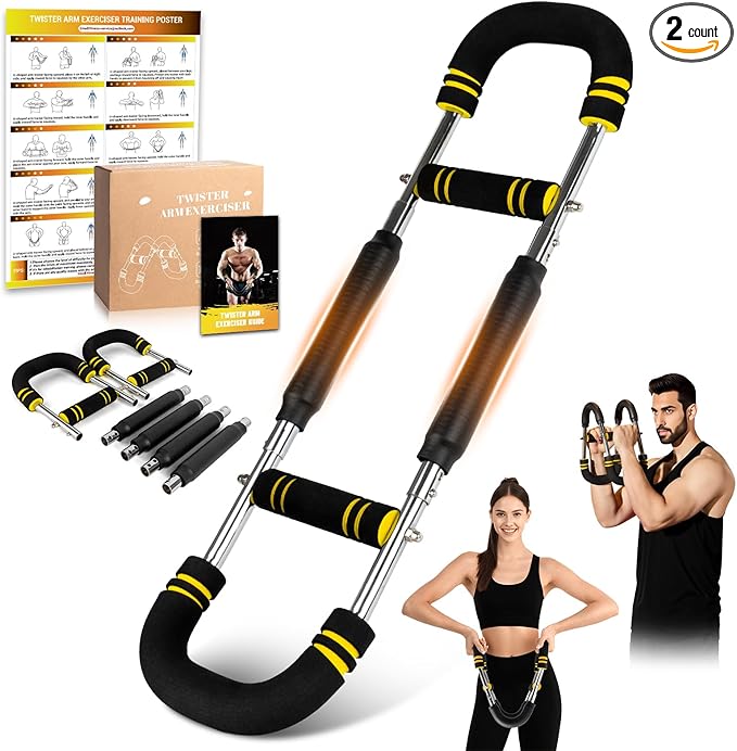Twister Arm Trainer for Men, 6 Adjustable Resistance Levels(30-120 lb) Chest Trainer with 4 Spring & Training Poster, Chest Workout Equipment for Chest Clip Muscle & Arm Strength