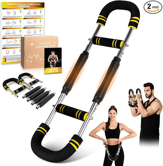 Twister Arm Trainer for Men, 6 Adjustable Resistance Levels(30-120 lb) Chest Trainer with 4 Spring & Training Poster, Chest Workout Equipment for Chest Clip Muscle & Arm Strength
